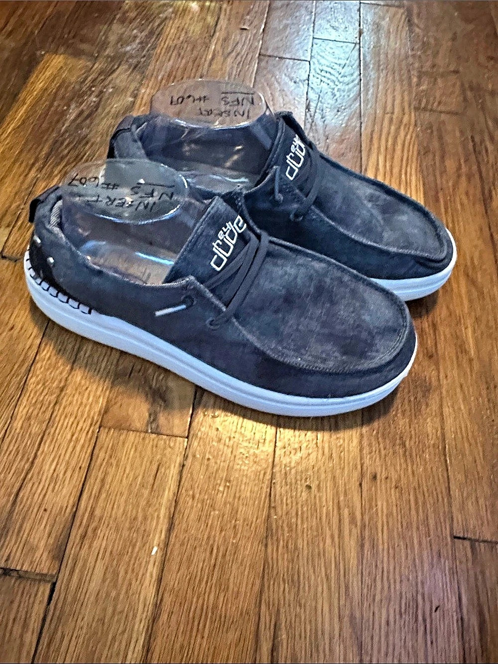 Hey Dude multi navy colored slip ons